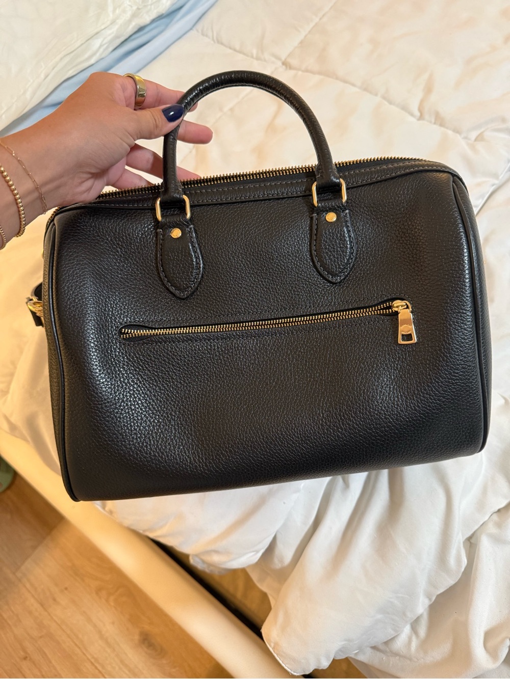 Coach Rowan Large Black Pebbled Leather Satchel with Gold Hardware - Picture 6 of 9